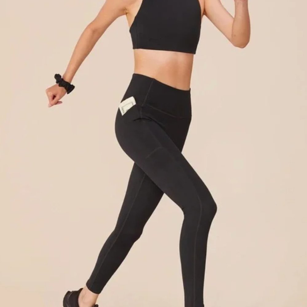 Girlfriend Collective Compressive  High-waist Pocket Leggings, Moss SZ small